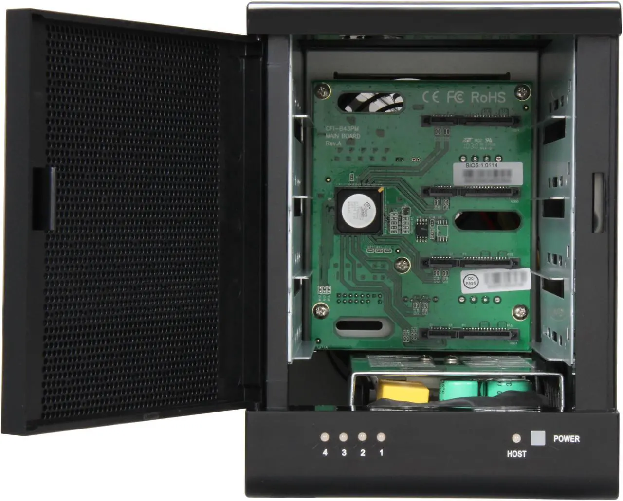 Alt view image 2 of 8 - SANS DIGITAL TowerRAID TR4M-BP RAID 0, 1, 10, 5, 5+spare, Spanning and JBOD  (via Bundled RR622 RAID Controller Card) 4 3.5" Drive Bays eSATA (via Port Multiplier) PCIe 2.0 x1 for RR622 RAID Controller 4 Bay eSATA Port Multiplier JBOD Tower