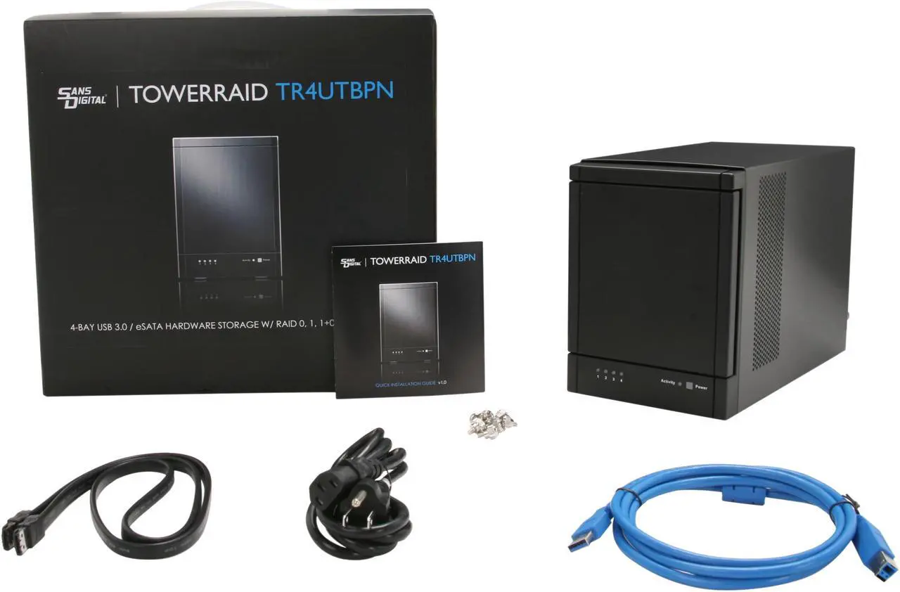 Alt view image 6 of 6 - SANS DIGITAL TowerRAID TR4UTBPN 4-Bay 3.5" SATA to USB 3.0 / eSATA Hardware RAID-5 Storage Tower