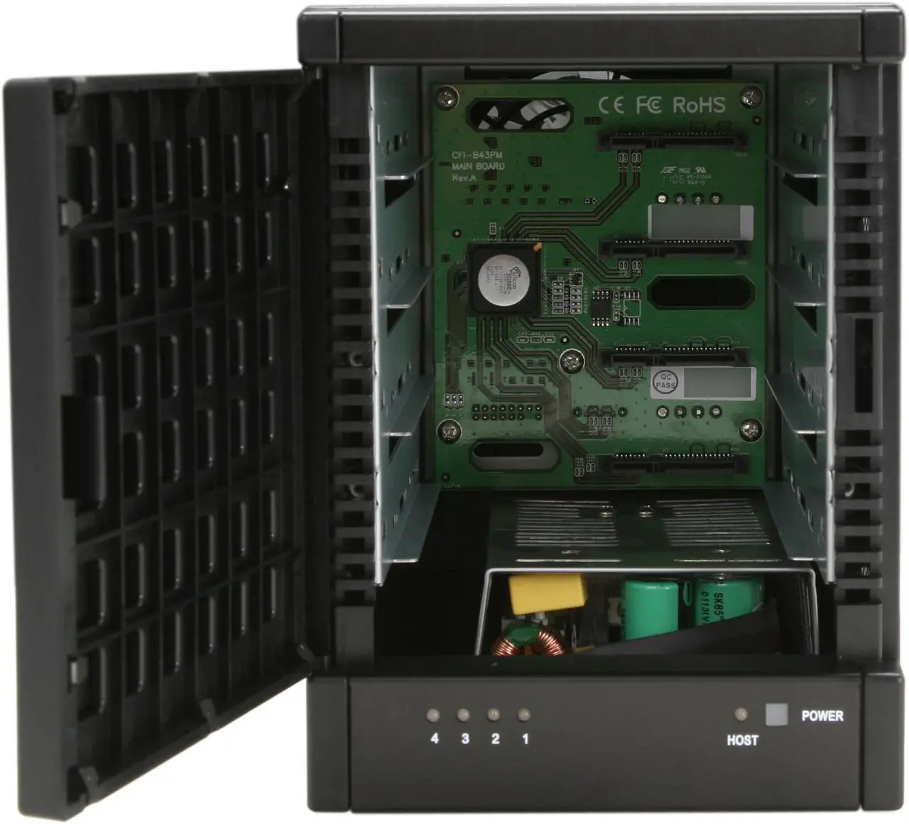 Alt view image 6 of 7 - Sans Digital 4-Bay eSATA RAID 0/1/10/5/JBOD Tower Storage Enclosure w/ 6G PCIe Card TR4M+B (Black)