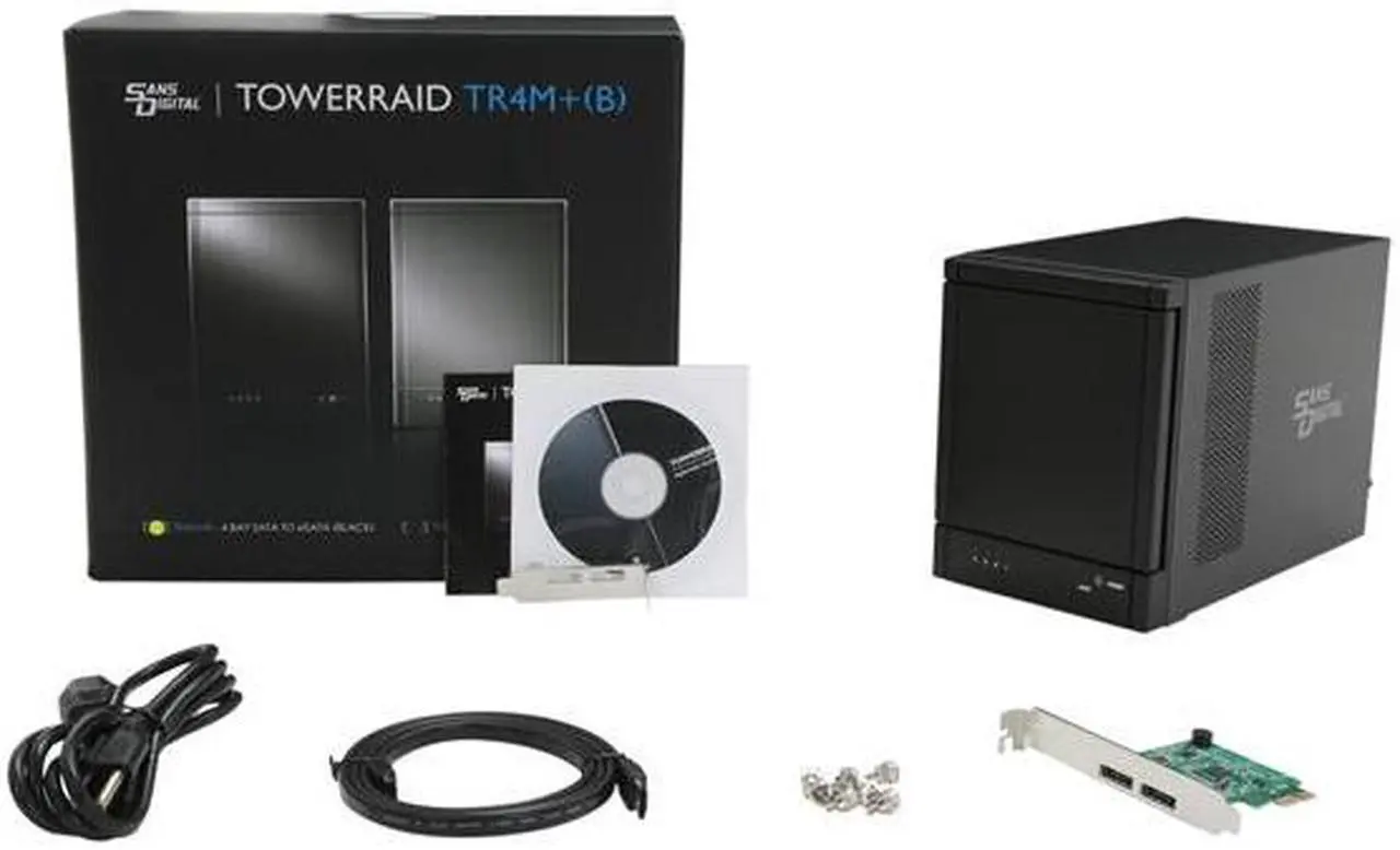 Alt view image 7 of 7 - Sans Digital 4-Bay eSATA RAID 0/1/10/5/JBOD Tower Storage Enclosure w/ 6G PCIe Card TR4M+B (Black)