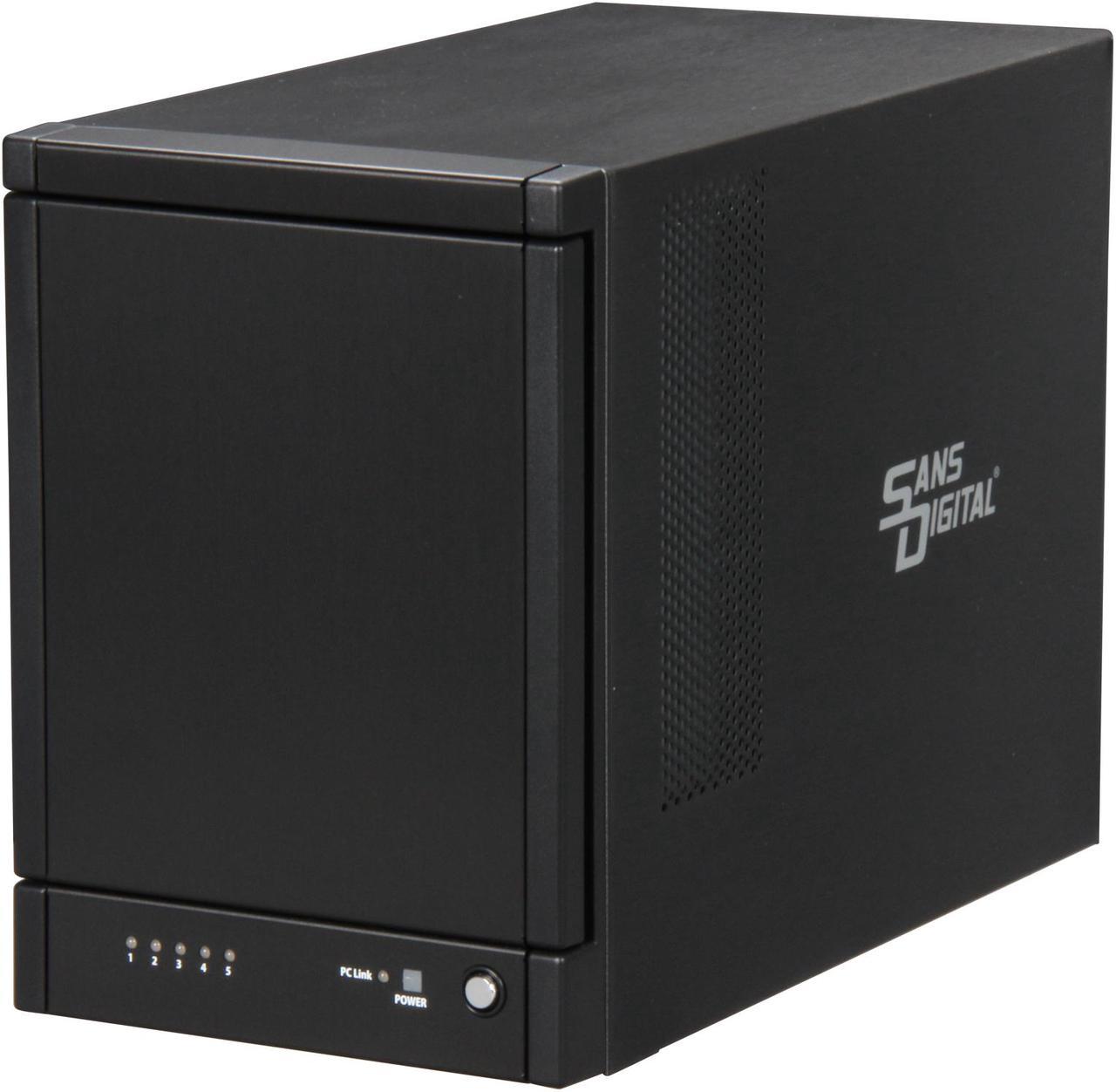 Sans Digital 5-Bay USB 3.0 / eSATA Hardware RAID5 Tower Storage Enclosure w/ 6G PCIe 2.0 HBA Card TR5UT+B (Black)