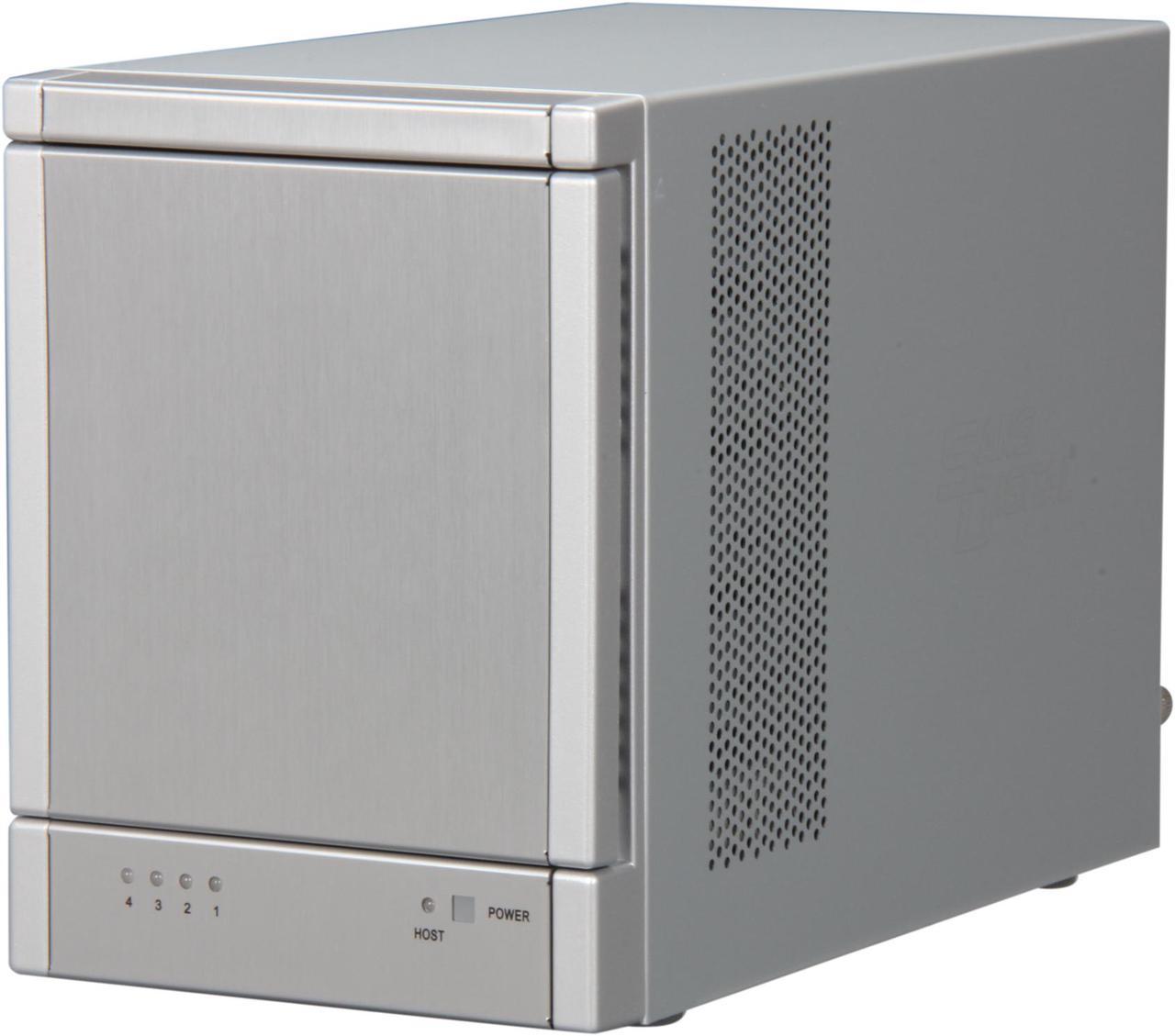 Main image of Sans Digital 4-Bay SAS/SATA JBOD Compact Tower Enclosure w/ Mini-SAS (SFF-8088) x 1 TR4X+ (Silver)