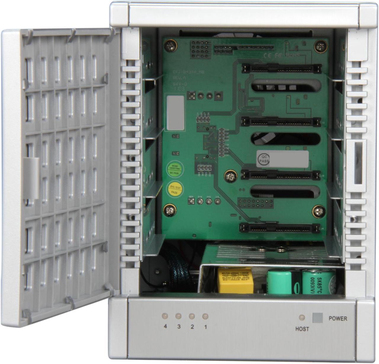 Alt view image 3 of 5 - Sans Digital 4-Bay SAS/SATA JBOD Compact Tower Enclosure w/ Mini-SAS (SFF-8088) x 1 TR4X+ (Silver)