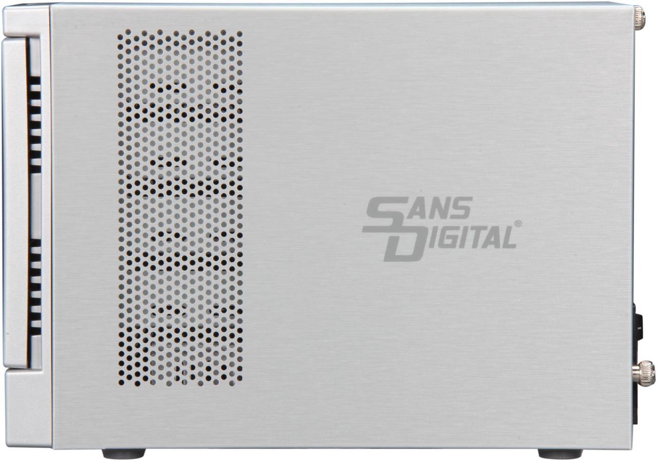 Alt view image 4 of 5 - Sans Digital 4-Bay SAS/SATA JBOD Compact Tower Enclosure w/ Mini-SAS (SFF-8088) x 1 TR4X+ (Silver)