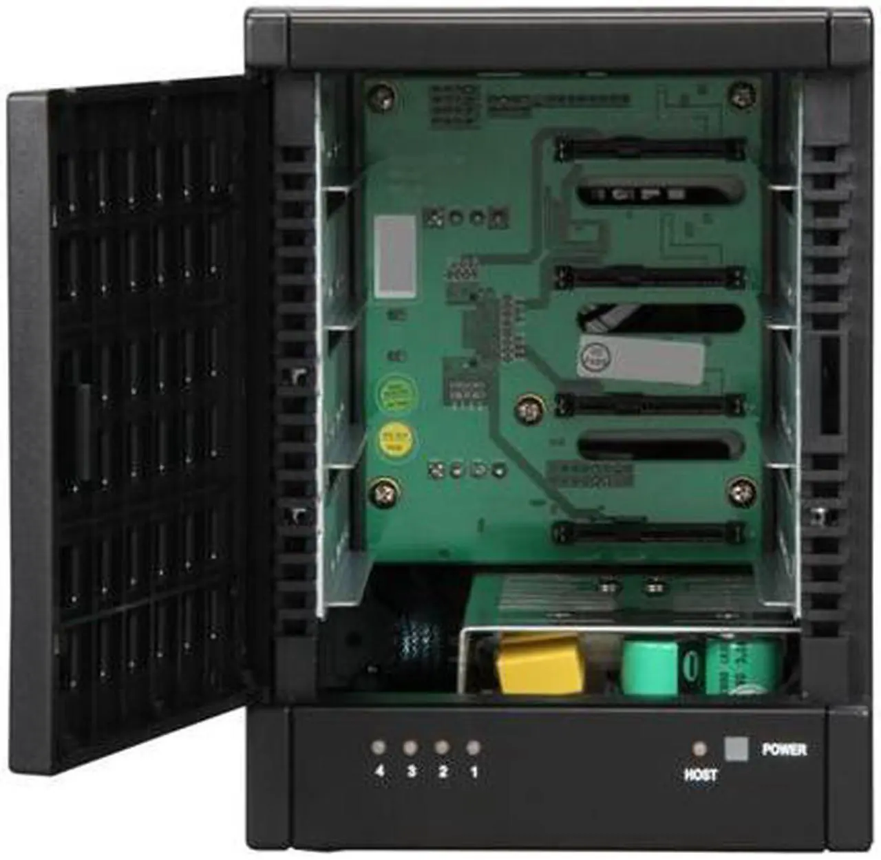 Alt view image 3 of 5 - Sans Digital 4-Bay SAS/SATA JBOD Compact Tower Enclosure w/ Mini-SAS (SFF-8088) x 1 TR4X+B (Black)