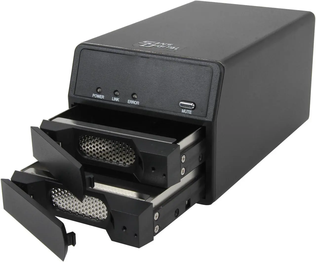 Alt view image 6 of 6 - SANS DIGITAL MobileRAID MR2UT+B 0/1/JBOD and Spanning 2 x Hot-swappable 3.5" Drive Bays USB 3.0, eSATA 2-Bay SATA Compact Tower Enclosure (Black)