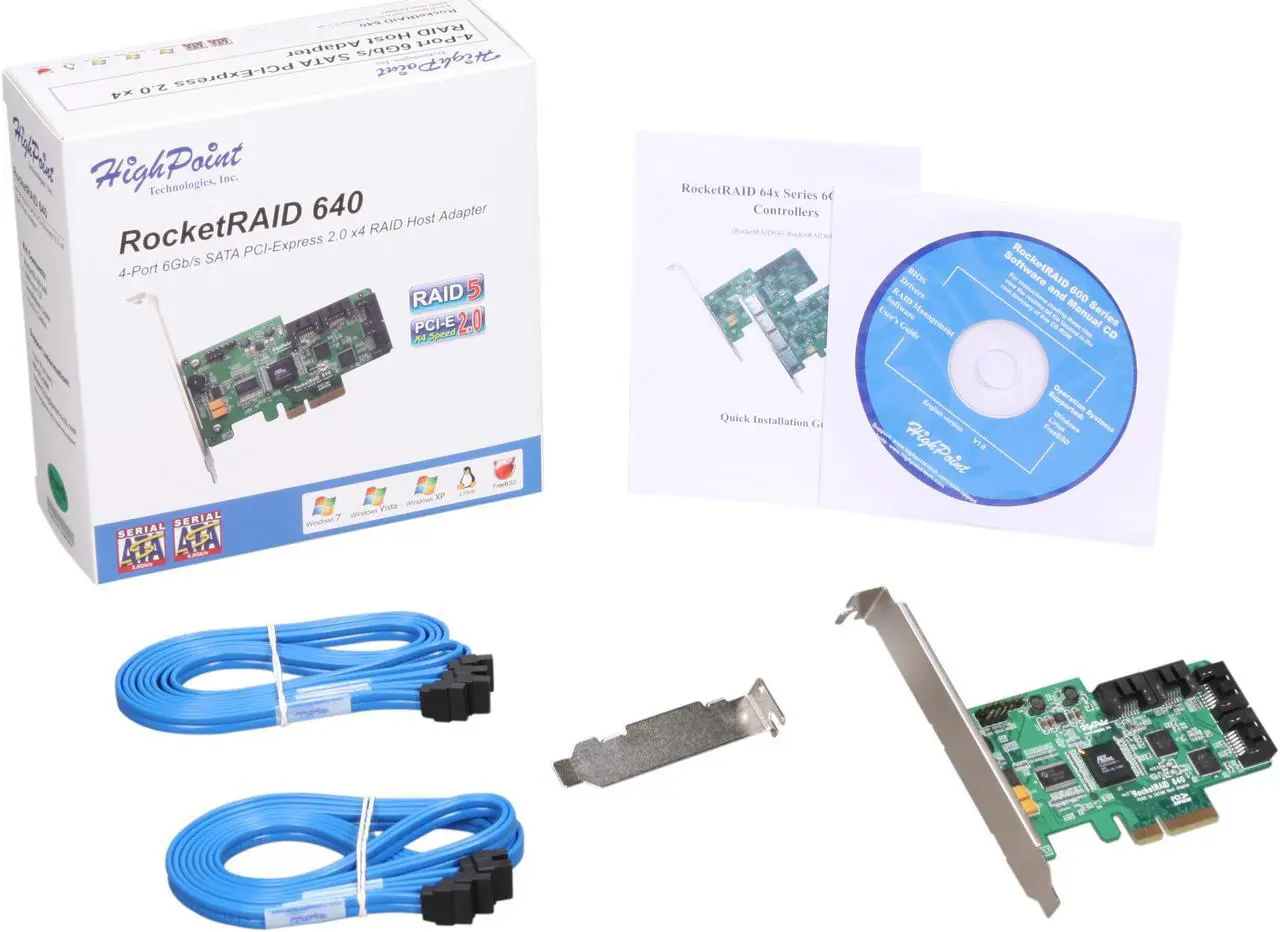 Alt view image 5 of 5 - HighPoint RocketRAID 640 PCI-Express 2.0 x4 SATA III (6.0Gb/s) Controller Card