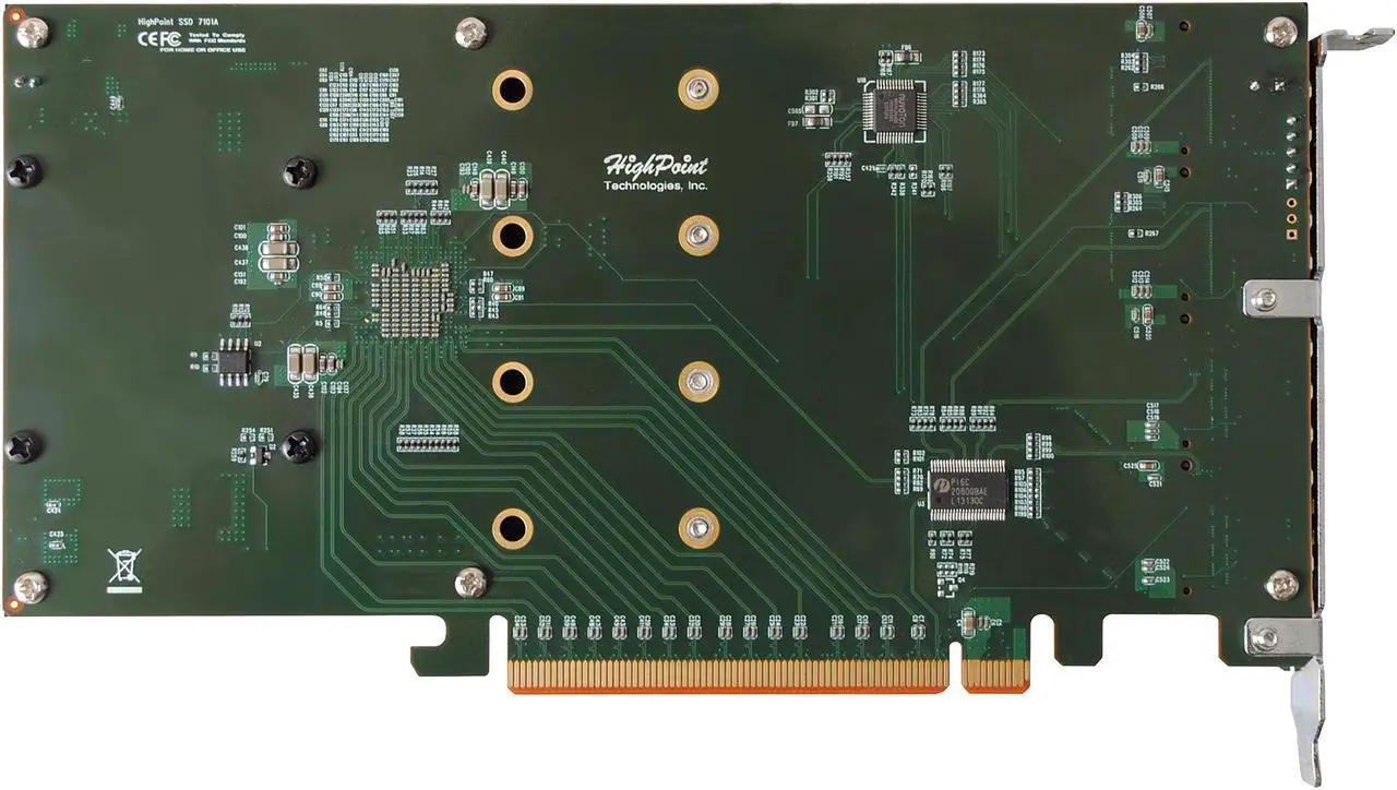 Alt view image 4 of 6 - HighPoint SSD7101A-1 PCI-Express 3.0 x16 Full-Height 4 x dedicated 32 Gbps M.2 Ports to PCIe 3.0 x16  RAID Controller