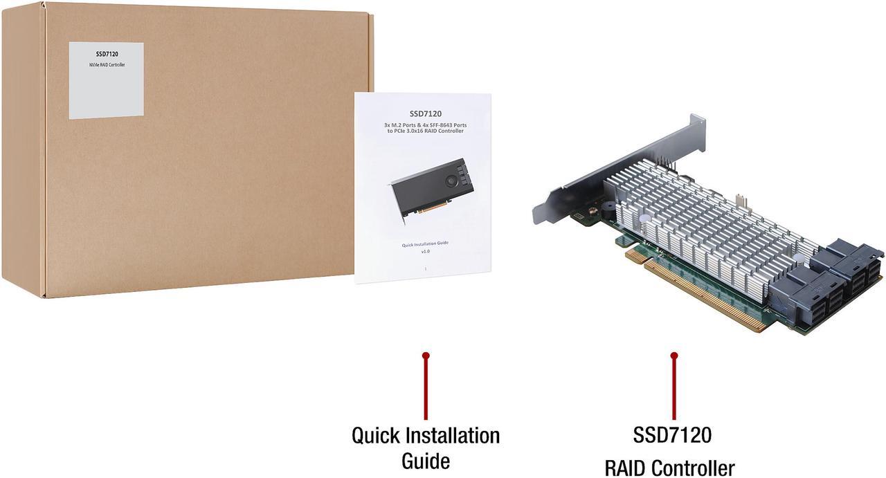 Alt view image 6 of 6 - HighPoint SSD7120 PCI-Express 3.0 x16 U.2 Ultra-High Performance, Flexible NVMe U.2 RAID Controller