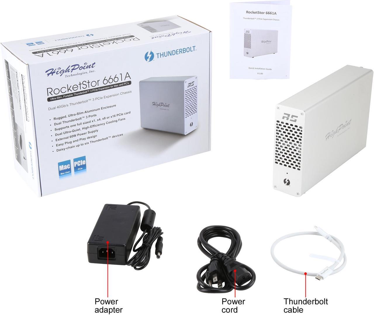 Alt view image 7 of 6 - HighPoint RocketStor RS6661A Thunderbolt 3 to PCIe 3.0 x16 Expansion Chassis