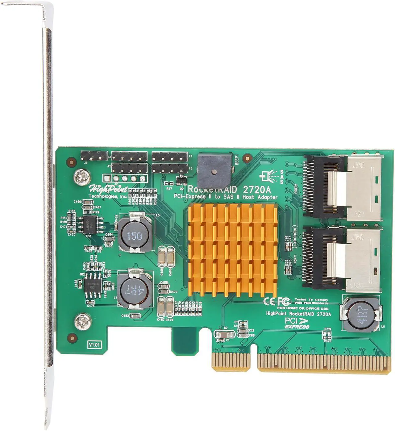 Alt view image 3 of 6 - HighPoint RocketRAID 2720A RR2720A PCI-Express 2.0 x8 SATA / SAS RAID Controller