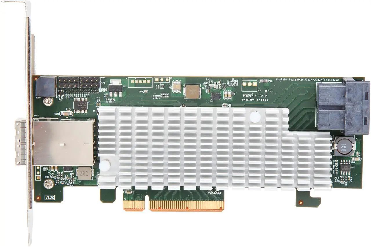 Alt view image 3 of 6 - HighPoint RocketRAID 3742A 8 x Internal & 8 x External Channels 12Gb/s PCIe 3.0 x8 SAS / SATA RAID Controller
