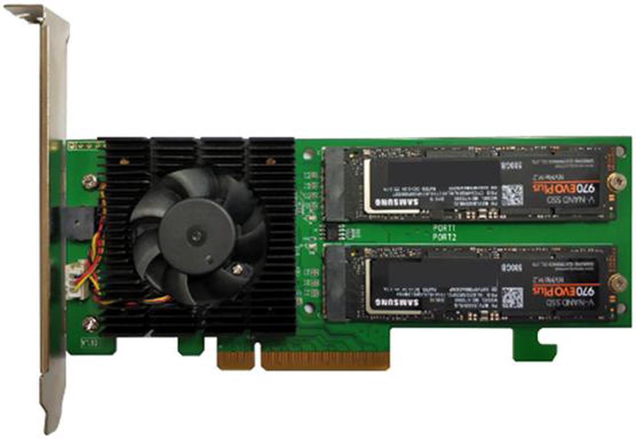 Alt view image 2 of 5 - HighPoint SSD7202 - Low-Profile, Bootable, 2x dedicated M.2 Ports to PCIe 3.0 x8 NVMe RAID Controller