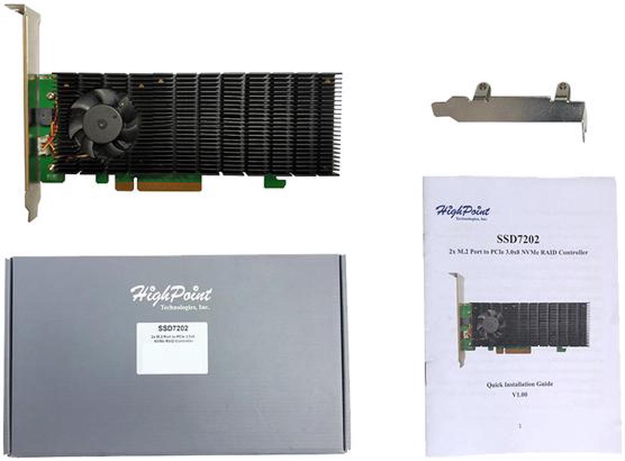 Alt view image 5 of 5 - HighPoint SSD7202 - Low-Profile, Bootable, 2x dedicated M.2 Ports to PCIe 3.0 x8 NVMe RAID Controller