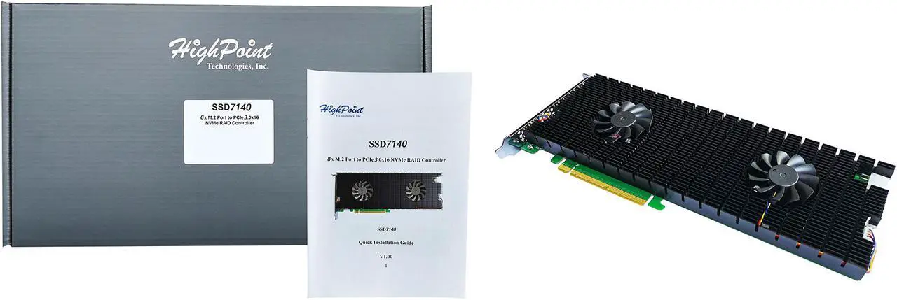 Alt view image 7 of 7 - HighPoint SSD7140 PCIe 3.0 x16 8-Port M.2 NVMe RAID Controller