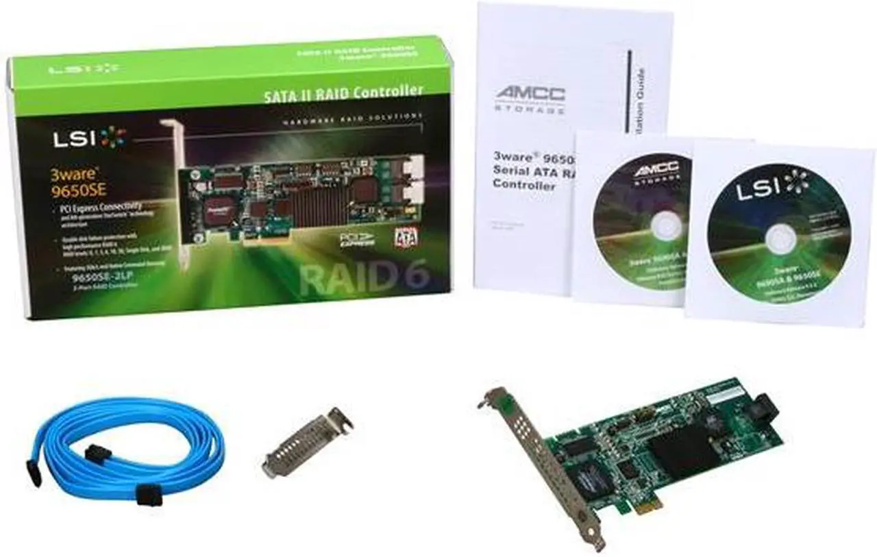 Alt view image 6 of 6 - 3ware 9650SE-2LP KIT PCI Express Lanes: 1 SATA II (3.0Gb/s) Controller Card - Kit