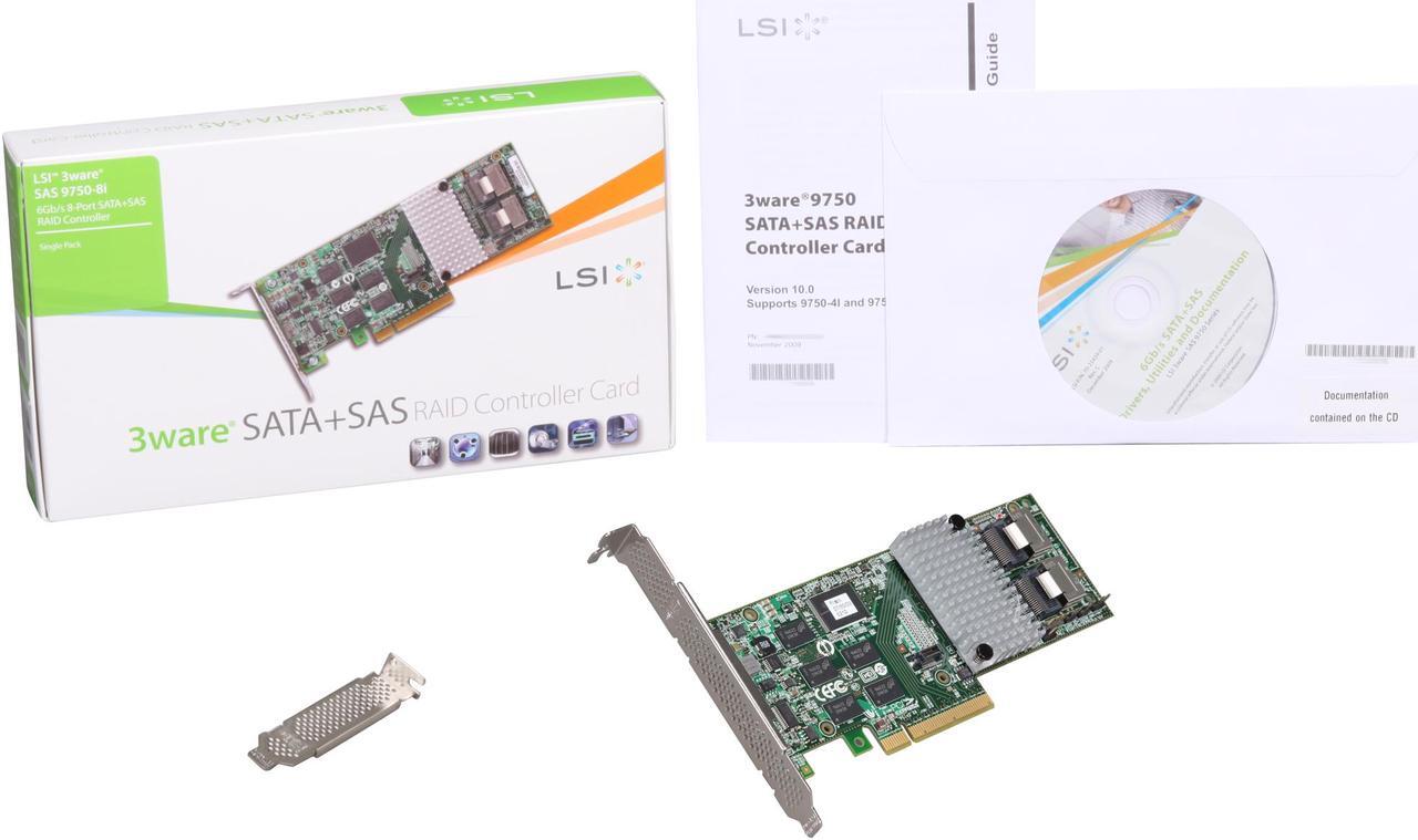 Alt view image 7 of 6 - 3ware Internal 9750-8i SATA/SAS 6Gb/s PCI-Express 2.0 w/ 512MB onboard memory Controller Card, Single
