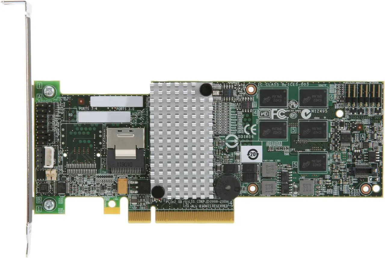 Alt view image 3 of 6 - Intel RAID SAS/SATA 4 internal port w/ 512MB cache memory PCI-E 2.0 x8 Controller Card (RS2BL040)