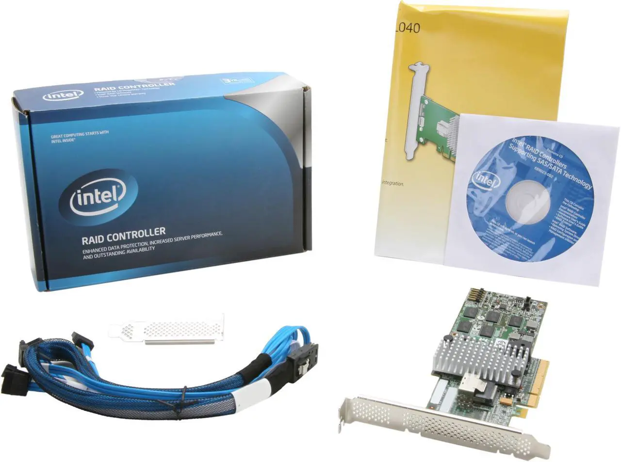 Alt view image 6 of 6 - Intel RAID SAS/SATA 4 internal port w/ 512MB cache memory PCI-E 2.0 x8 Controller Card (RS2BL040)