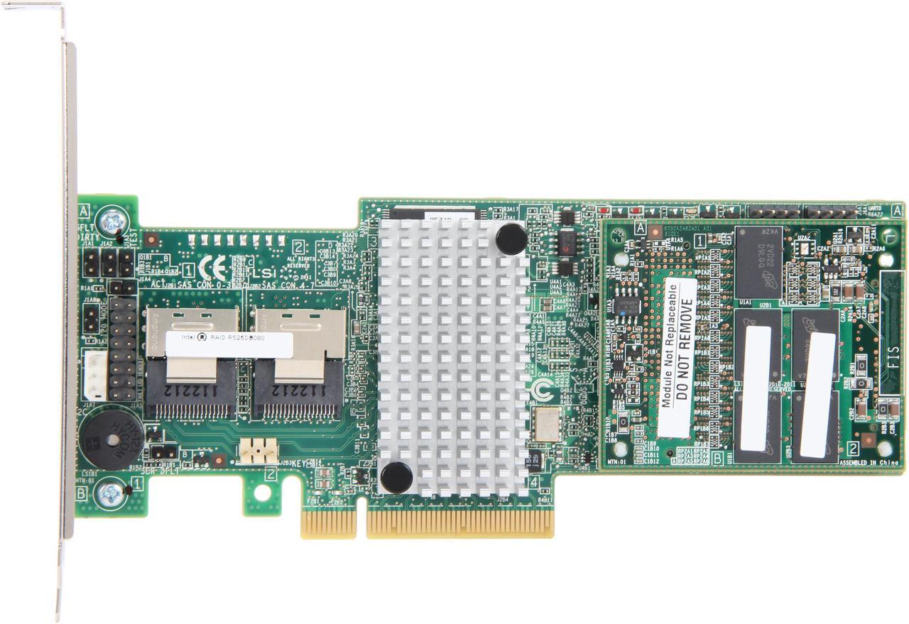 Alt view image 4 of 5 - Intel RAID SAS/SATA 8 internal port w/ 1GB cache memory PCI-E 2.0 x8 Controller Card (RS25DB080)