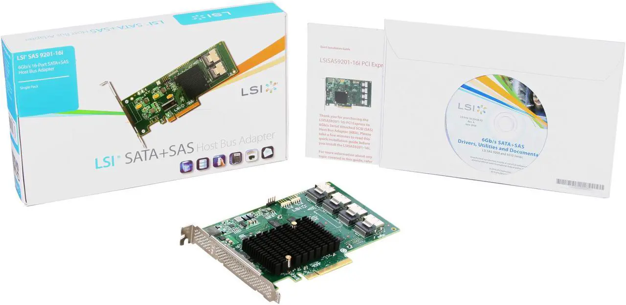 Alt view image 6 of 5 - LSI LSI00244 (9201-16i) PCI-Express 2.0 x8 SATA / SAS Host Bus Adapter Card, Single Pack--Avago Technologies