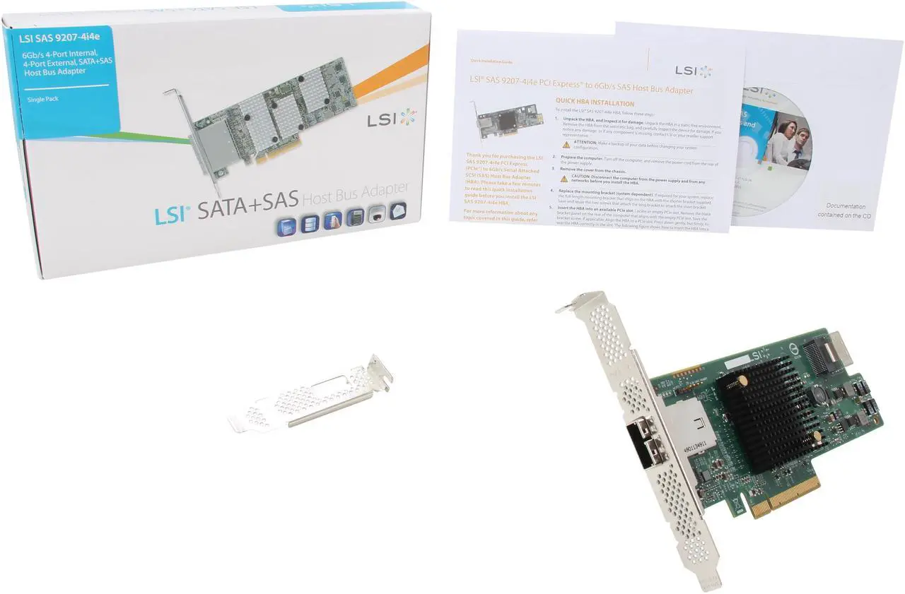 Alt view image 7 of 6 - LSI LSI00303 (9207-4i4e) PCI-Express 3.0 x8 Low Profile SATA / SAS Host Controller Card--Avago Technologies
