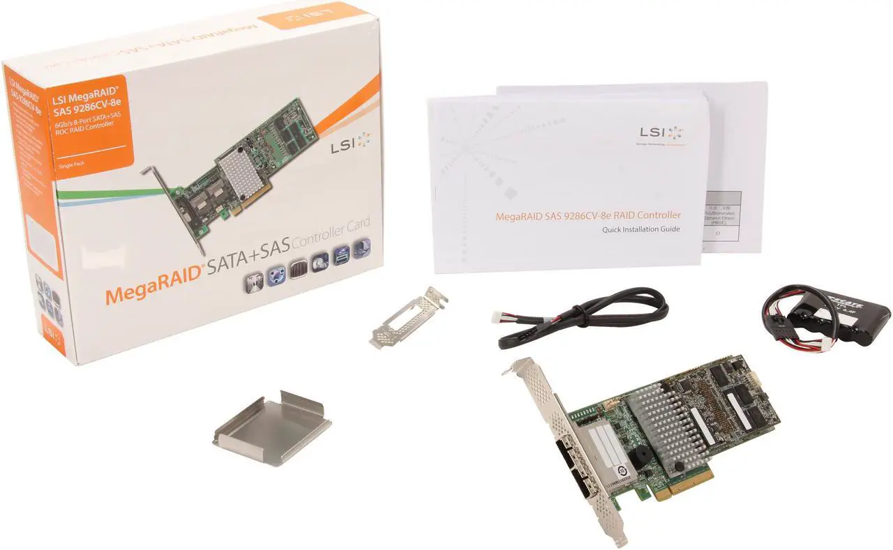 Alt view image 5 of 5 - LSI MegaRAID LSI00333 (9286CV-8e) PCI-Express 3.0 x8 Low Profile SATA / SAS RAID Controller - Single--Avago Technologies