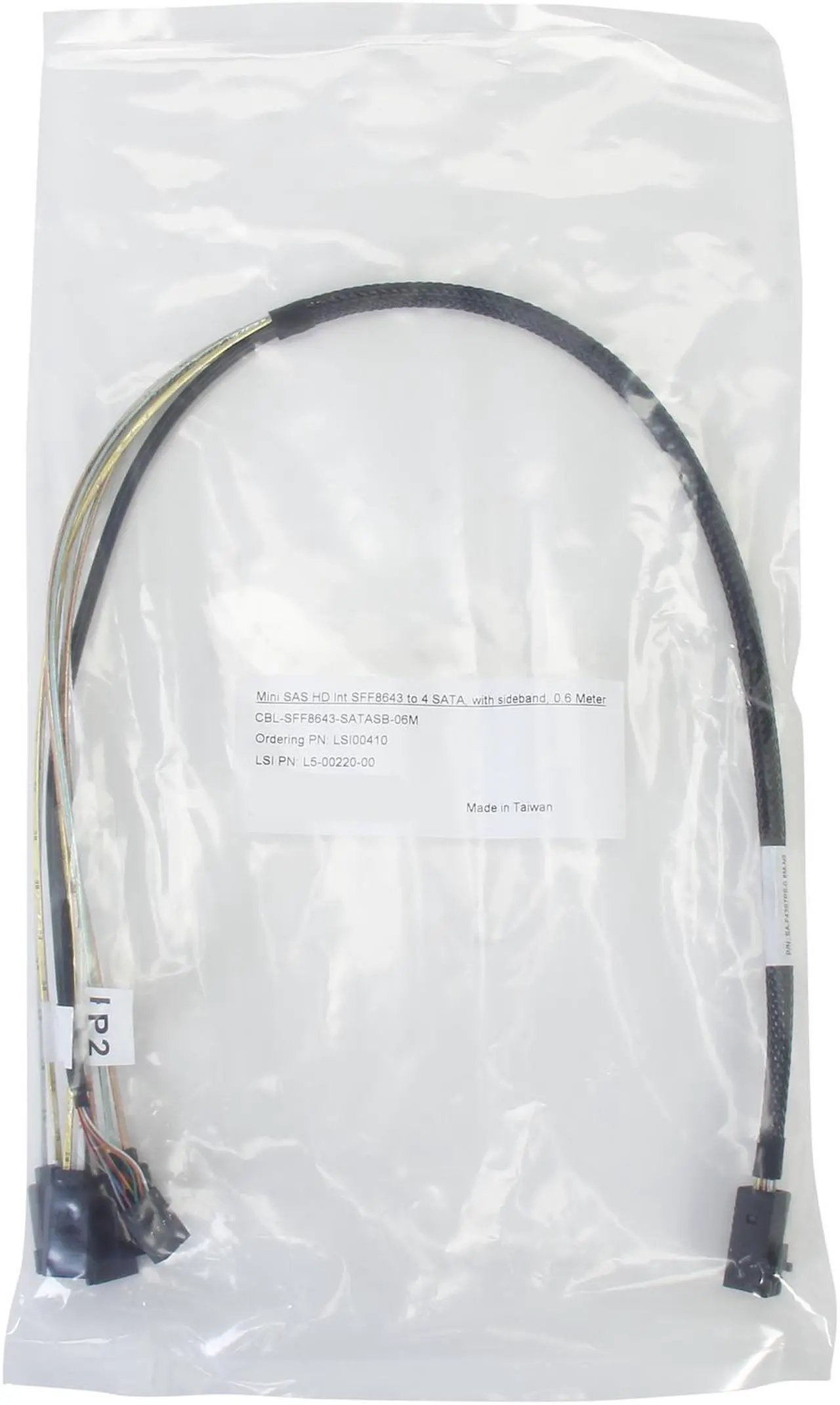 Alt view image 2 of 2 - LSI LSI00410 0.6m Internal Cable SFF8643 to x4 SATA HDD (mini SAS HD to SATA data port)--Avago Technologies