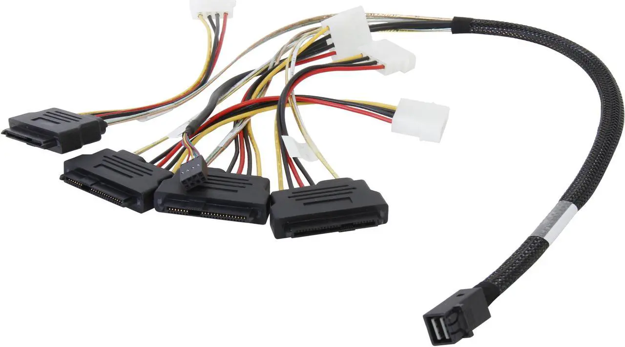Main image of LSI LSI00412 0.6 meter Internal Cable SFF8643 to x4 SAS8482 w/power (mini SAS HD to SAS HDD)--Avago Technologies