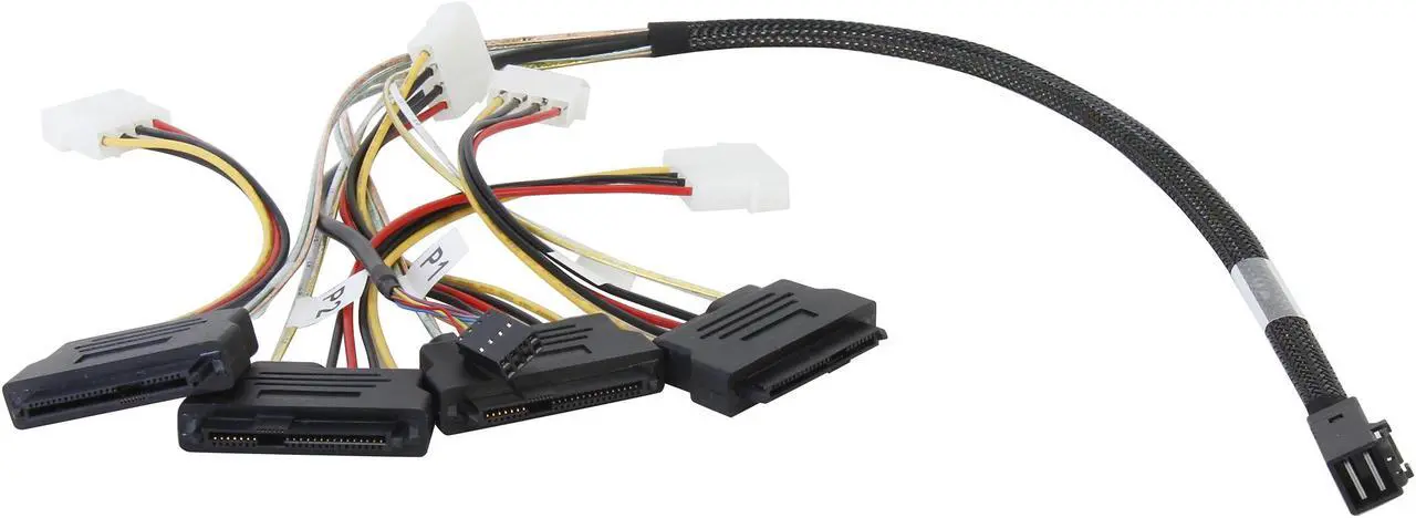 Alt view image 2 of 3 - LSI LSI00412 0.6 meter Internal Cable SFF8643 to x4 SAS8482 w/power (mini SAS HD to SAS HDD)--Avago Technologies