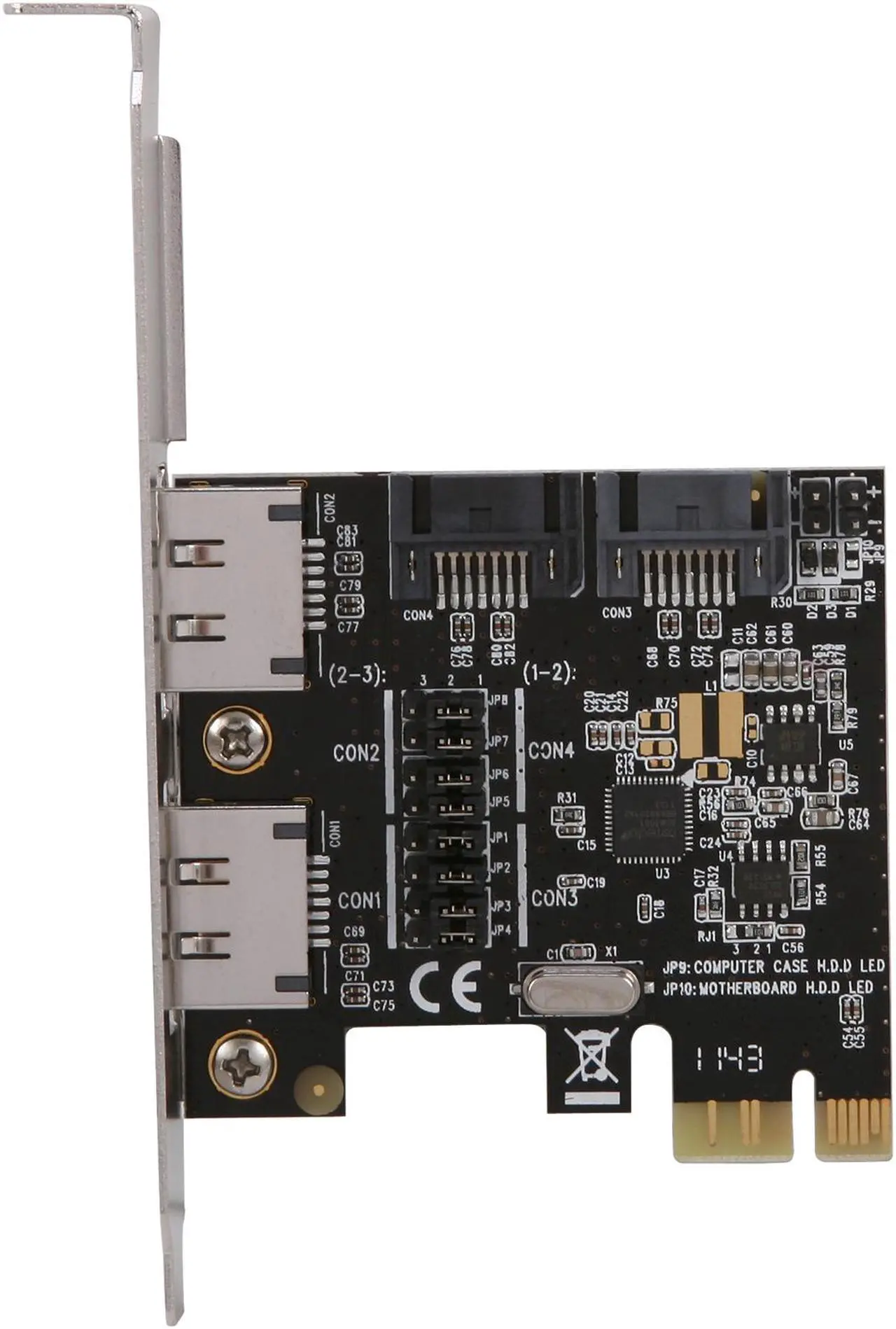 Alt view image 4 of 5 - SYBA SD-PEX40049 Flex-2-port SATA III 6Gbps PCIe Card, Hard Drive Connectors can be set as External or Internal Ports by Jumpers