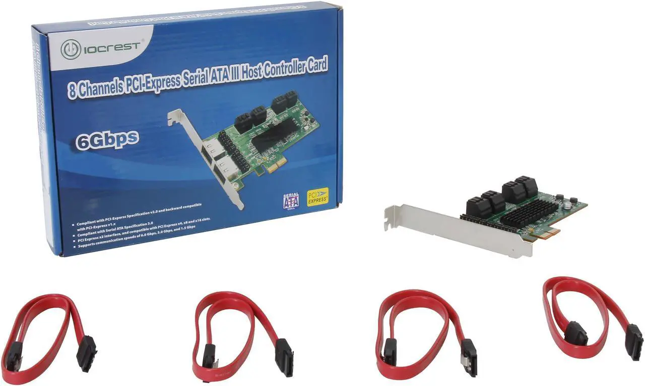 Alt view image 6 of 5 - SYBA SI-PEX40071 8 Internal SATA III Ports PCI-Express Card, PCI-e x2 Slot, Specification V2.0 Plus Low Profile Bracket