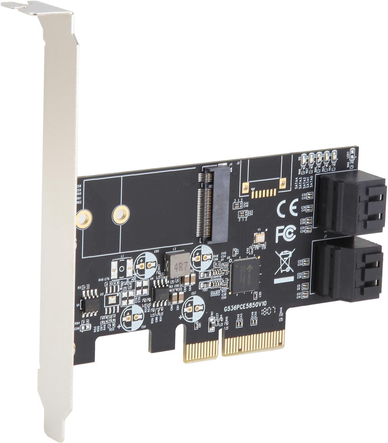 SYBA 4 x Port Non-RAID SATA III 6 Gbp/s and M.2 B Key 2242 PCI-e x4 Controller Card Model SI-PEX40138