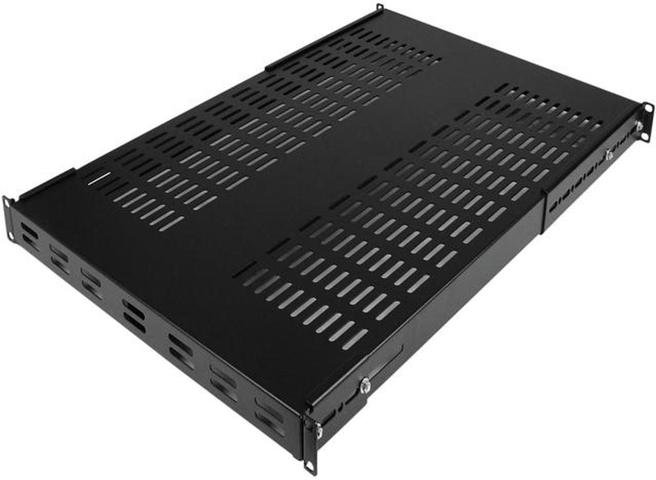 StarTech.com ADJSHELFHDV 1U Adjustable Mounting Depth Vented Rack Mount Shelf - Heavy Duty Fixed Server Rack Cabinet Shelf - 250 lbs / 113 kg