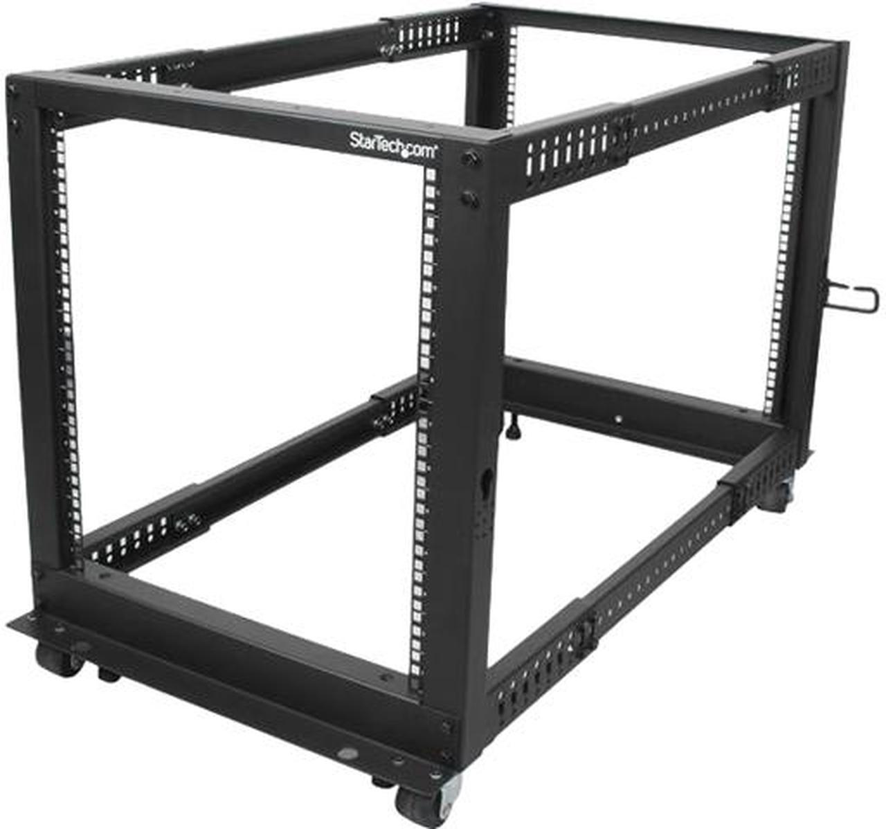 StarTech.com 4POSTRACK12U 12U Adjustable Depth Open Frame 4 Post Server Rack w/ Casters / Levelers and Cable Management Hooks