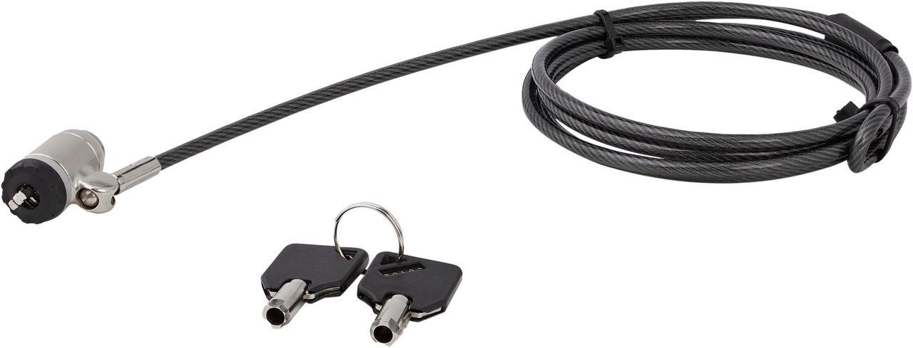 StarTech.com LTLOCKKEY Keyed Cable Lock - Push-to-Lock Button - 2m (6.5') Steel Cable - Locking Cable for Laptop - Computer Security Cable Lock