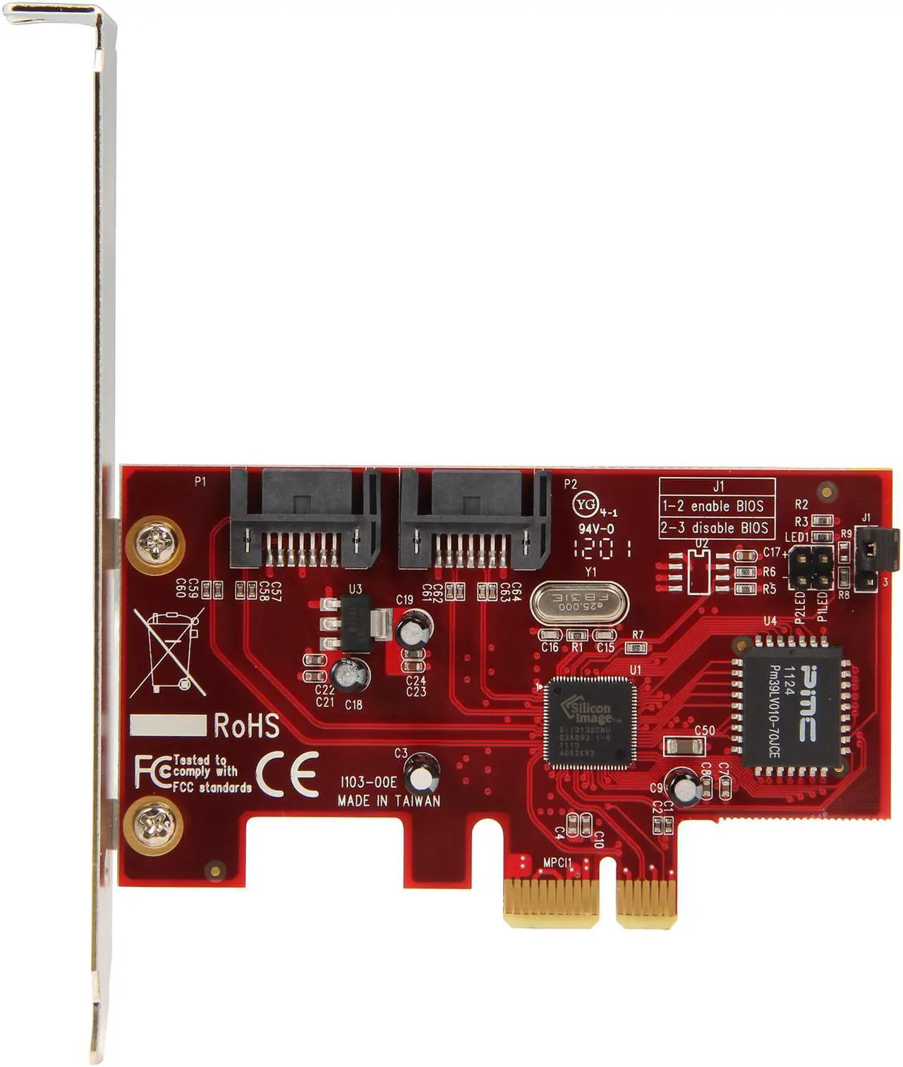 Alt view image 3 of 6 - Rosewill RC-211 Silicon Image 2 port SATA II PCI Express Host Controller Card RAID 0/1/0+1/5 JBOD