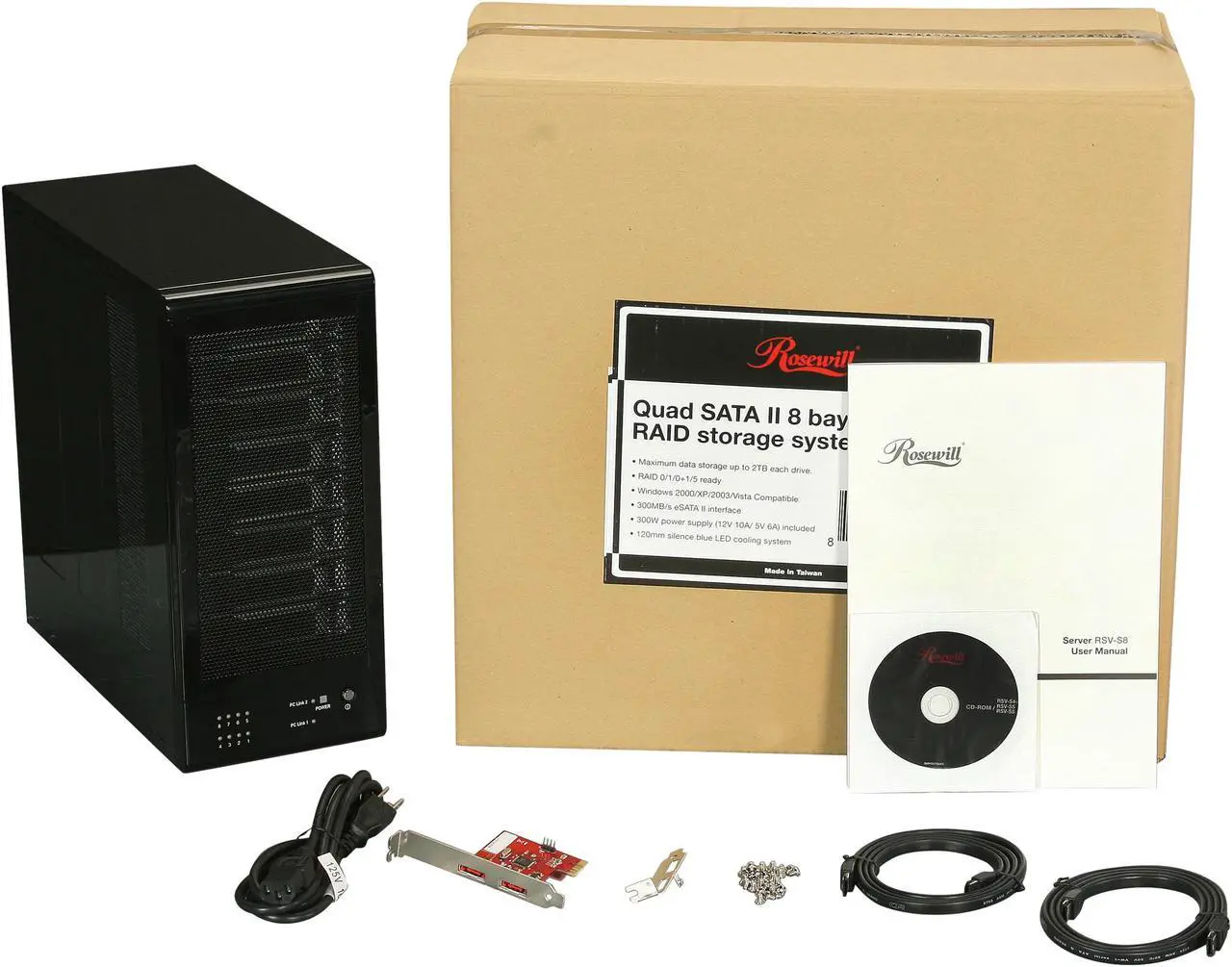 Alt view image 9 of 9 - Rosewill RSV-S8 - 8-Bay 2.5" & 3.5" Hot-Swappable RAID Storage Enclosure System Bundled with PCIe Controller Card - 120mm Cooling Fan, Port Multiplier, Tray Design, RAID 0 / 1 / 5 / 10 / 5 + Spare / S