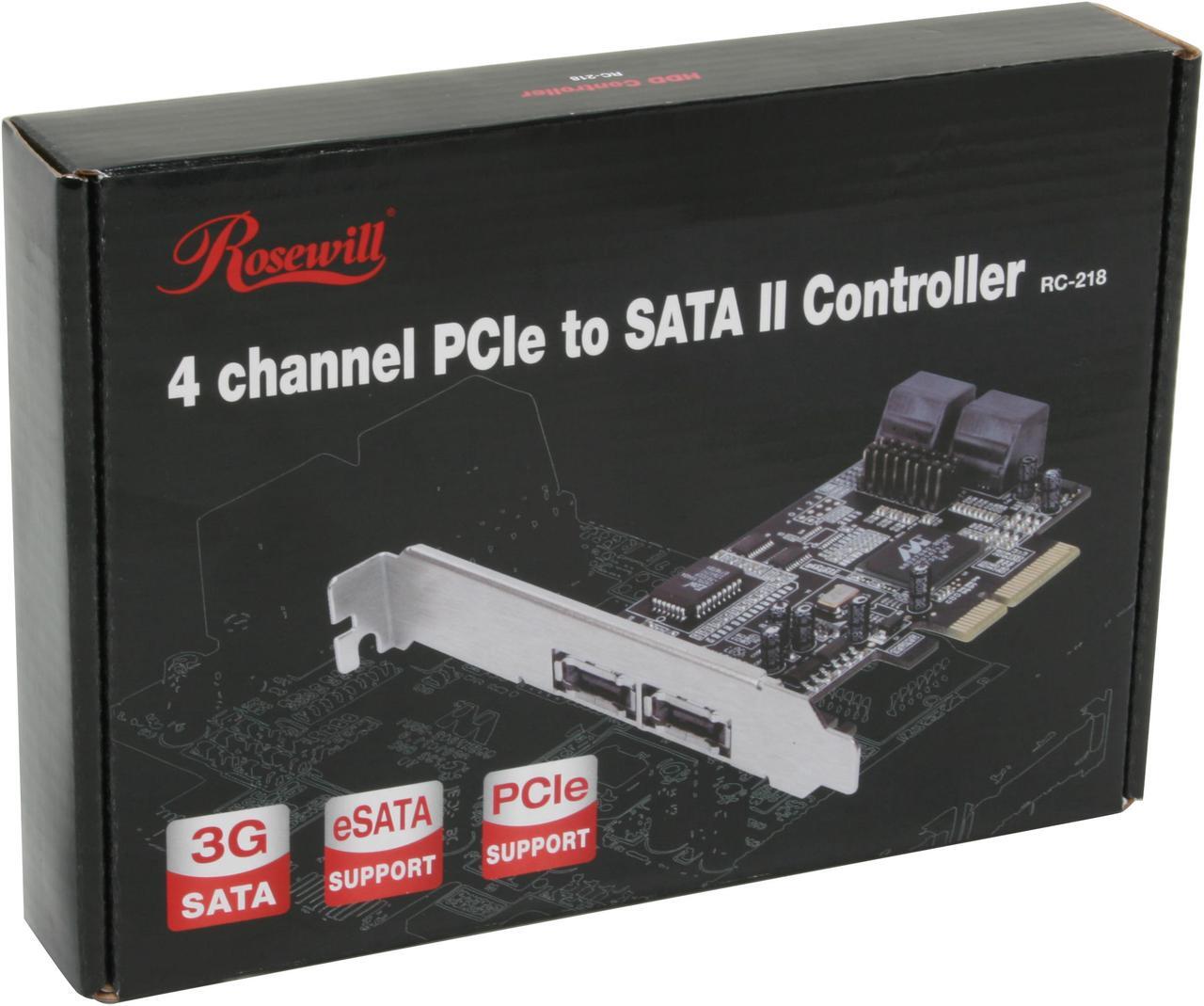 Alt view image 6 of 6 - Rosewill RC-218 PCI Express SATA II Controller Card w/ 4 internal SATA with 2 external eSATA Design