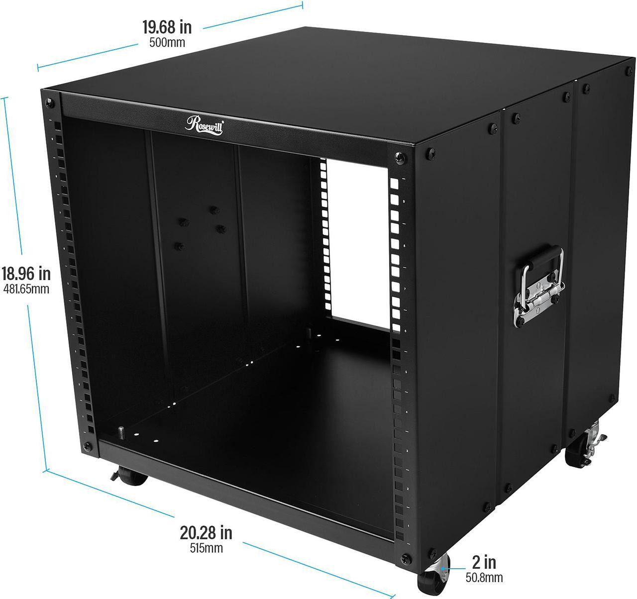 Alt view image 2 of 7 - Rosewill 9U Portable Open Server Rack Rolling Cabinet with Handles for Servers, Network, Telecommunications Equipment, 20" Deep - RSPR-9U001