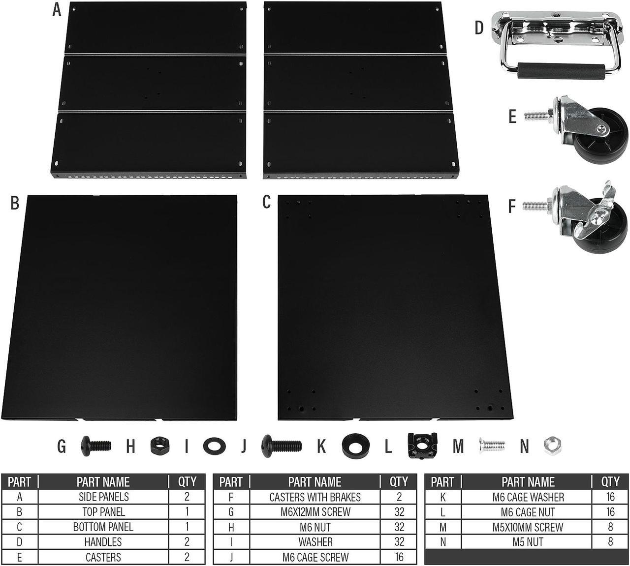Alt view image 5 of 7 - Rosewill 9U Portable Open Server Rack Rolling Cabinet with Handles for Servers, Network, Telecommunications Equipment, 20" Deep - RSPR-9U001