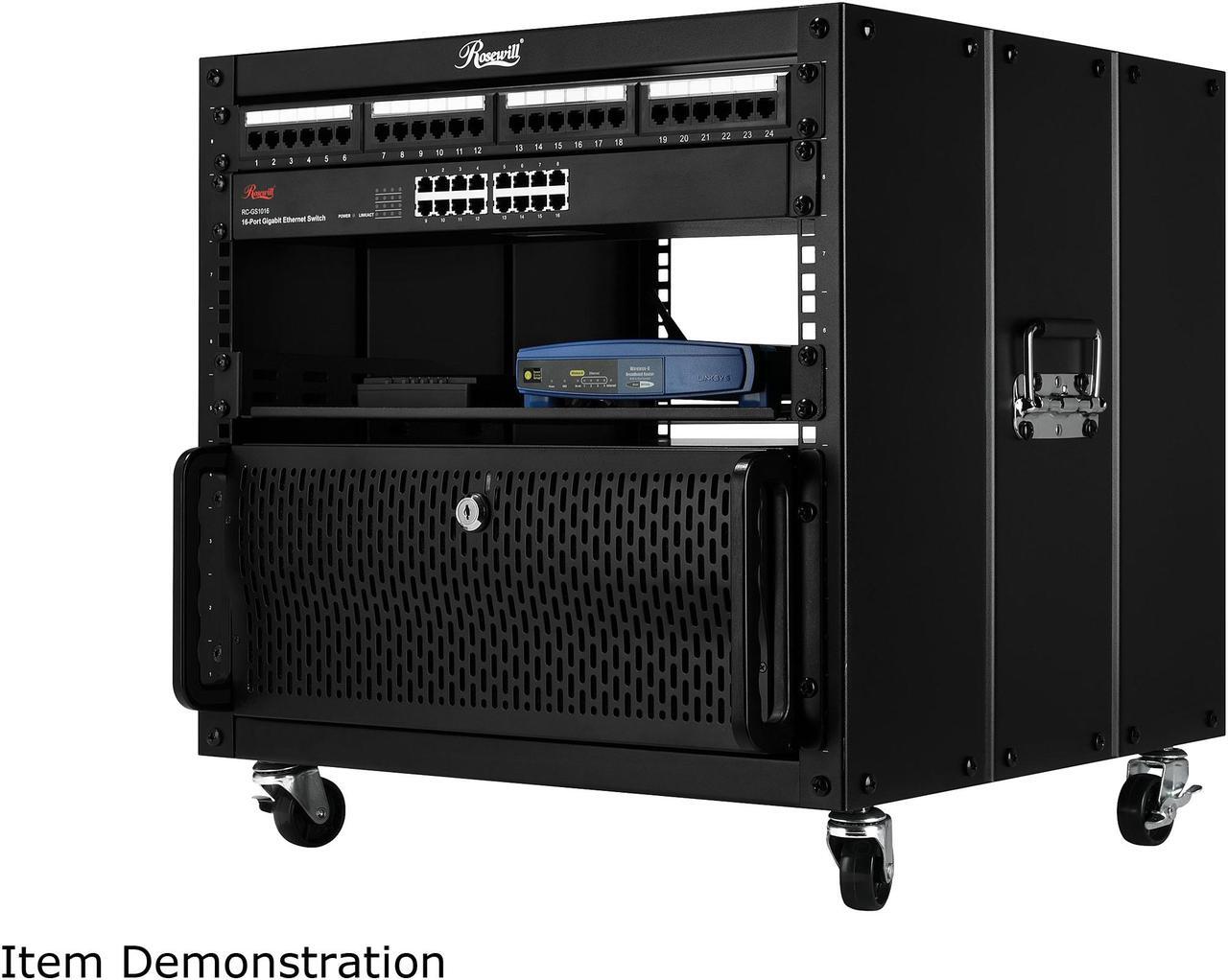 Alt view image 7 of 7 - Rosewill 9U Portable Open Server Rack Rolling Cabinet with Handles for Servers, Network, Telecommunications Equipment, 20" Deep - RSPR-9U001
