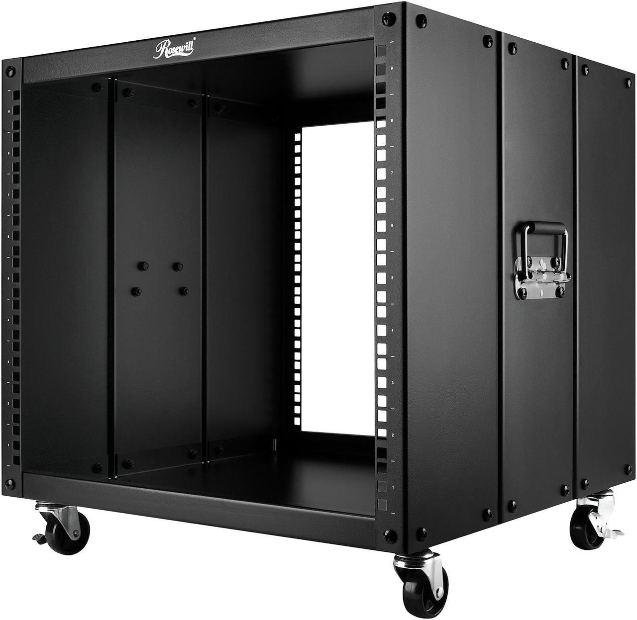 Main image of Rosewill 9U Portable Open Server Rack Rolling Cabinet with Handles for Servers, Network, Telecommunications Equipment, 20" Deep - RSPR-9U001