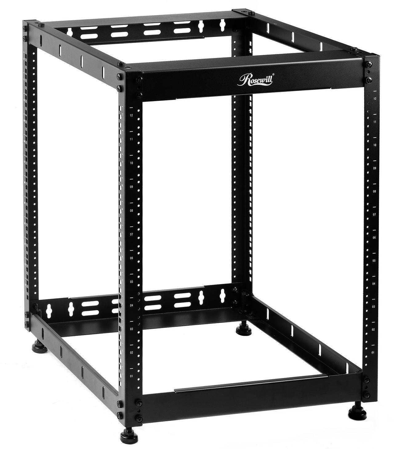 Alt view image 4 of 15 - Rosewill 12U Open Frame Network Rack for Servers & AV Gear,Server Rack Floor Standing or Wall Mounted, AV Rack for 19" Networking, Servers and Audio 20 inches Depth-RSWR-12U001