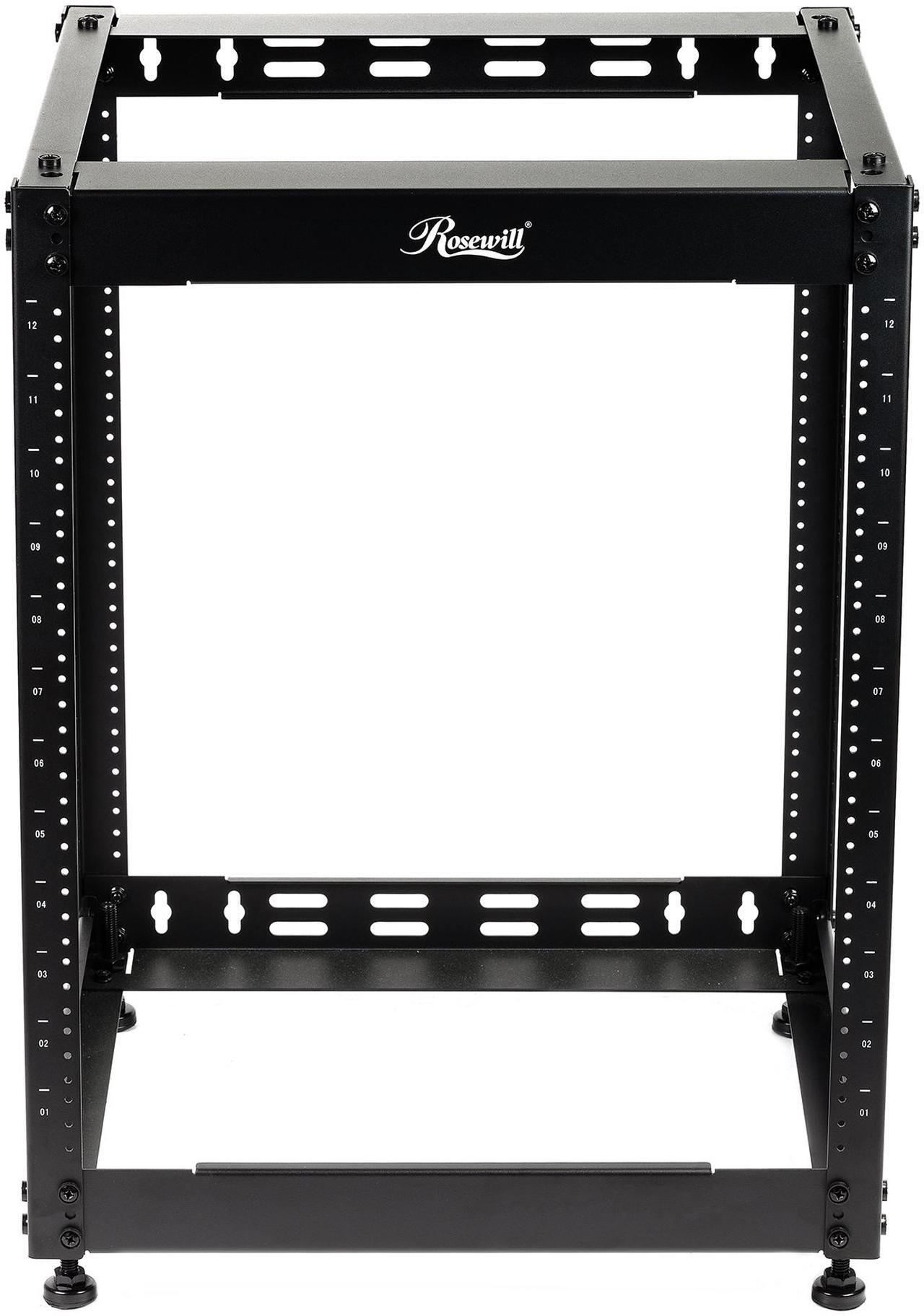 Alt view image 5 of 15 - Rosewill 12U Open Frame Network Rack for Servers & AV Gear,Server Rack Floor Standing or Wall Mounted, AV Rack for 19" Networking, Servers and Audio 20 inches Depth-RSWR-12U001