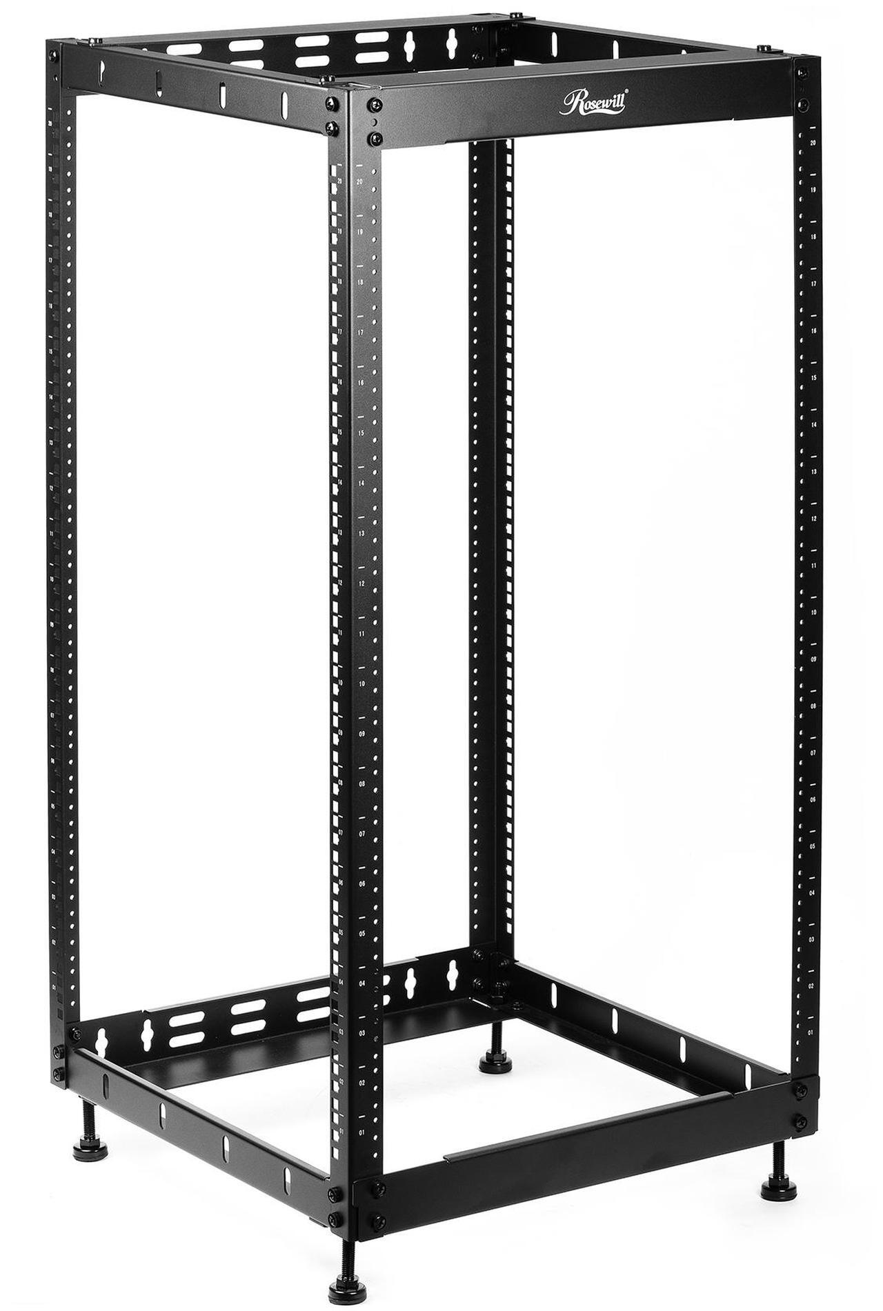 Alt view image 3 of 16 - Rosewill 20U Open Frame Network Rack for Servers & AV Gear,Server Rack Floor Standing or Wall Mounted, AV Rack for 19" Networking, Servers and Audio 20 inches Depth-RSWR-20U001