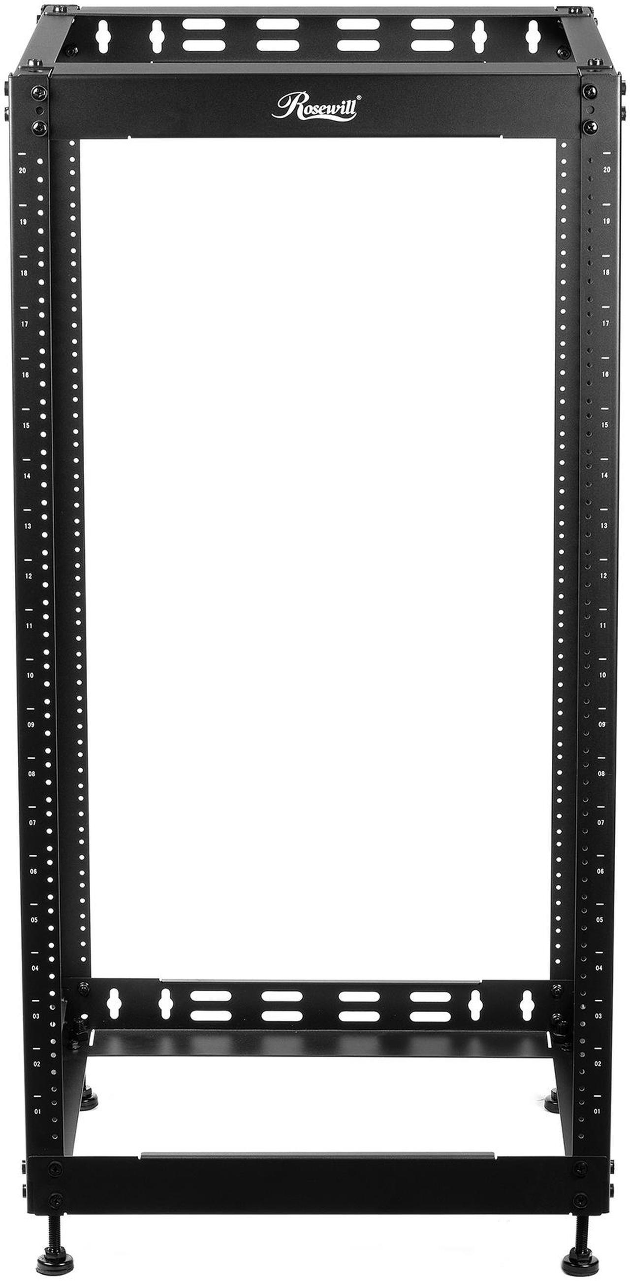 Alt view image 4 of 16 - Rosewill 20U Open Frame Network Rack for Servers & AV Gear,Server Rack Floor Standing or Wall Mounted, AV Rack for 19" Networking, Servers and Audio 20 inches Depth-RSWR-20U001