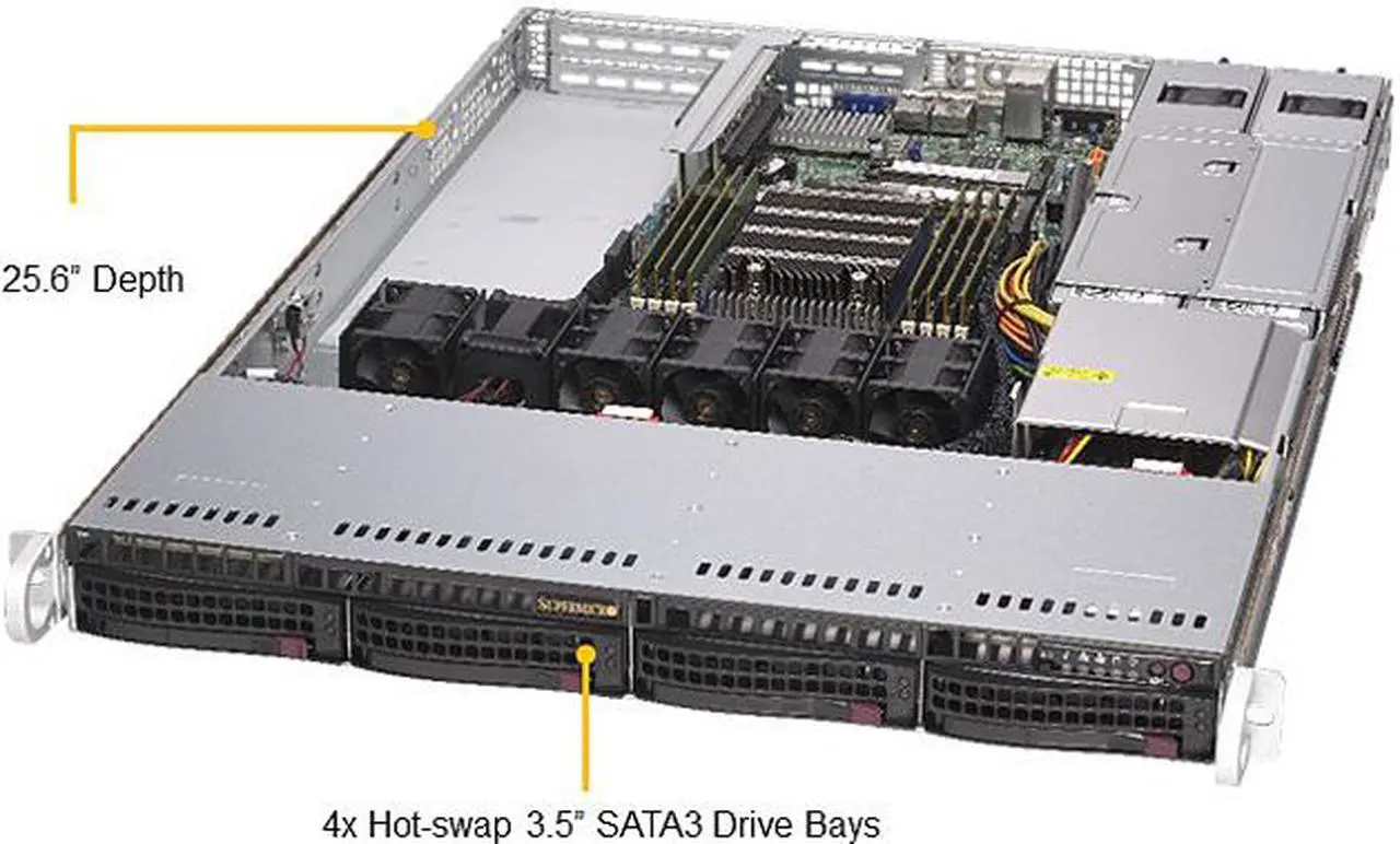 Main image of SUPERMICRO AS-1014S-WTRT 1U Rackmount Server Barebone AMD Rome 1U 500w Server with 8x DIMMs, 3x PCI-E 4.0, 4x 3.5" Hotswappable, 2x 10GbE NIC