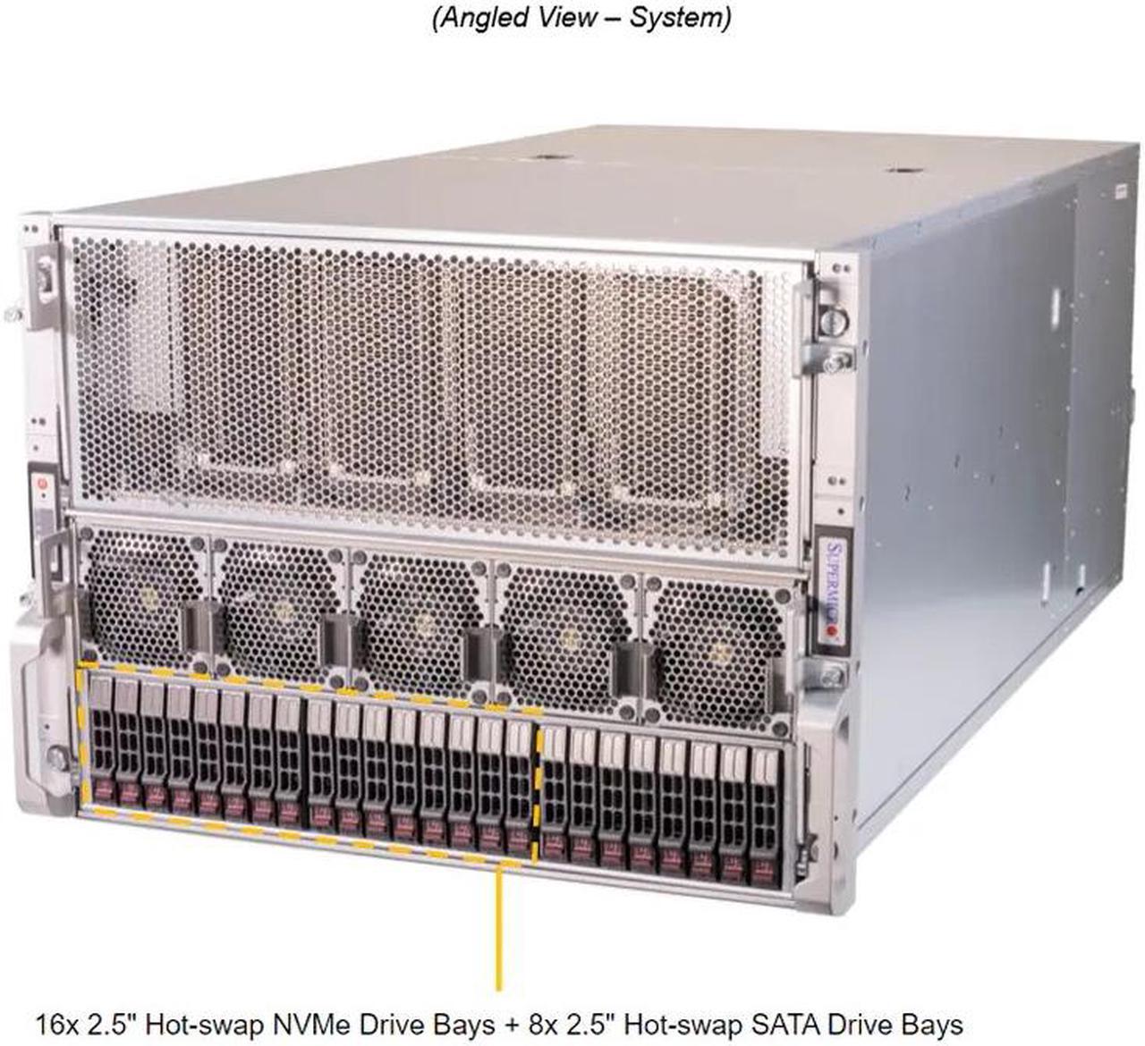 Main image of Supermicro GPU SuperServer SYS-821GE-TNHR, Dual Socket E (LGA-4677), Supports HGX H100 8-GPU SXM5 Multi-GPU Board. Full system only, please contact Newegg B2B for customization.
