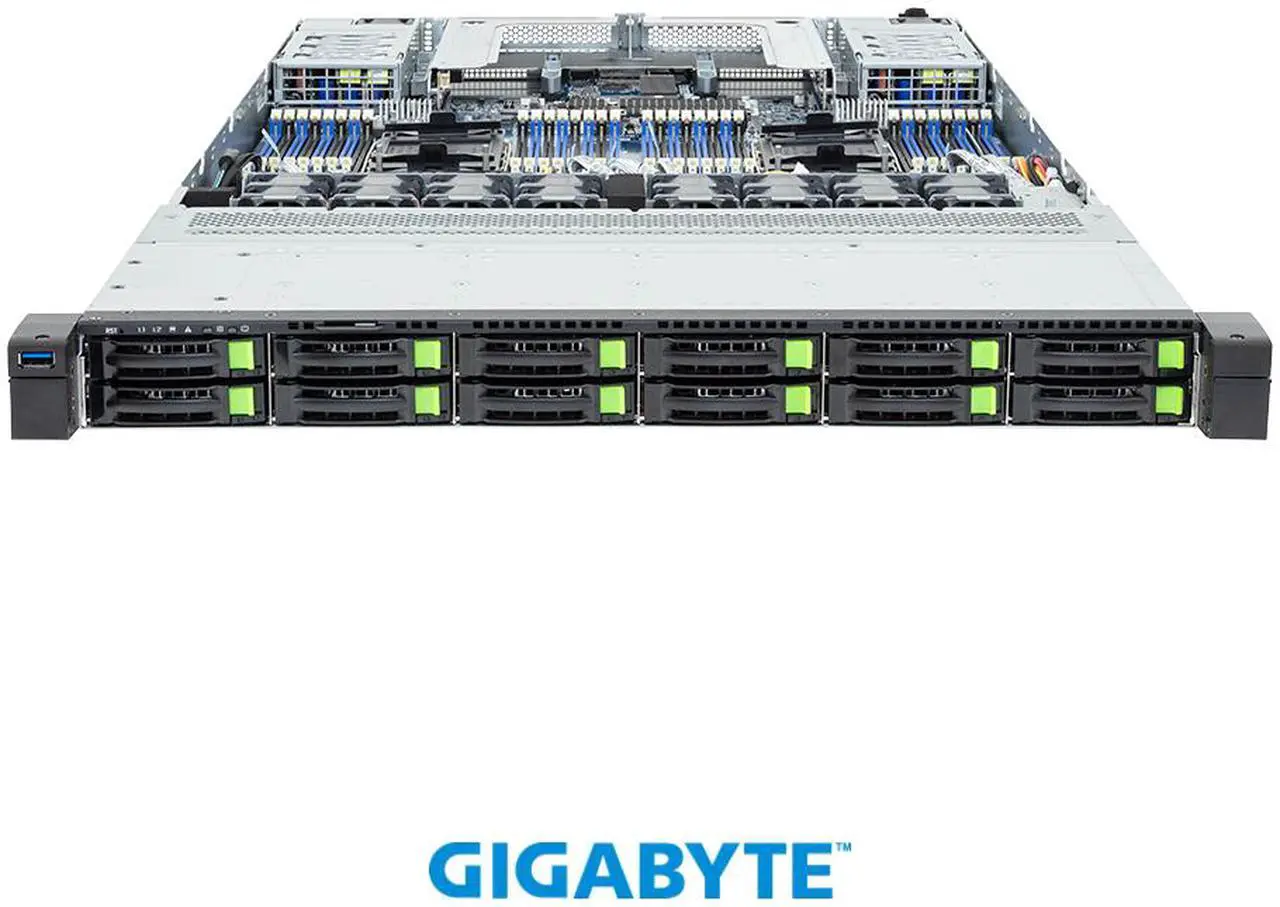 Alt view image 2 of 5 - GIGABYTE R184-S92-AAV1 Rack Server - Intel® Xeon® 6 Processors - 1U DP 12-Bay Gen5 NVMe/SATA/SAS-4
